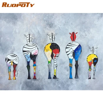 

RUOPOTY Frame Picture Diy Painting By Numbers Zebra Animals Wall Art Acrylic Canvas Painting For Home Artworks Picture By Number