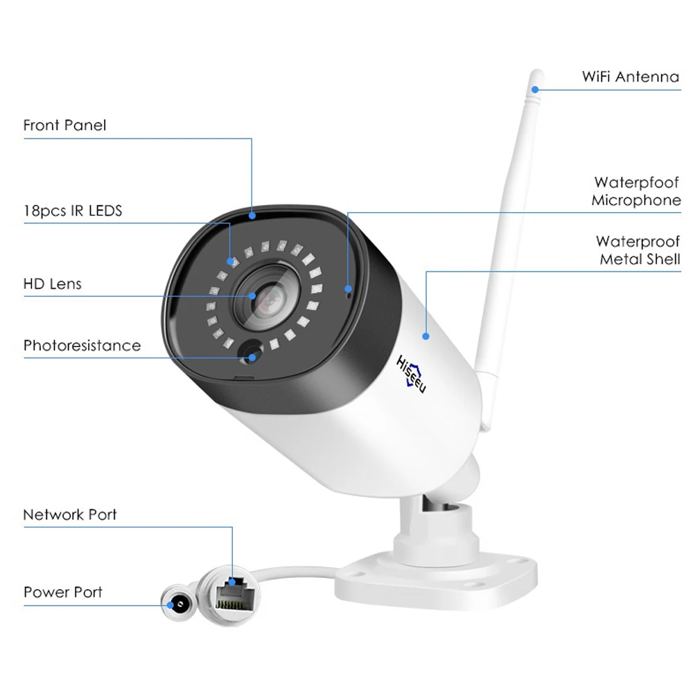 8HB312 H.265 2MP 8CH Wireless Audio Records CCTV Security Outdoor IP Camera System POE NVR Kit Waterproof Video Surveillance Set