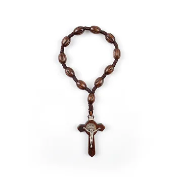 

Religious Catholic Prayer Jewelry Wooden Bracelet Jesus Cross Jewelry