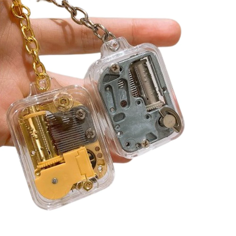 Unique Acrylic DIY Music Box Movement Keychain Toys Baby Handy Crank