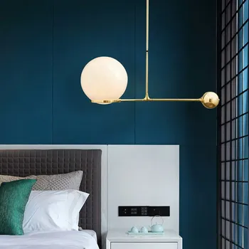 

Nordic Pastoral Small Restaurant Bar Living Room Pendant Light Modern Glass Ball Branch Spider Clothing Store Pendant Lamp