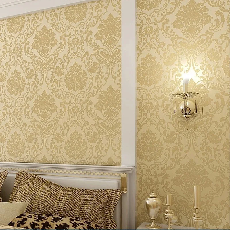 Rolka tapeta prosta europejska damasceńska tapeta z włókniny sypialnia ...