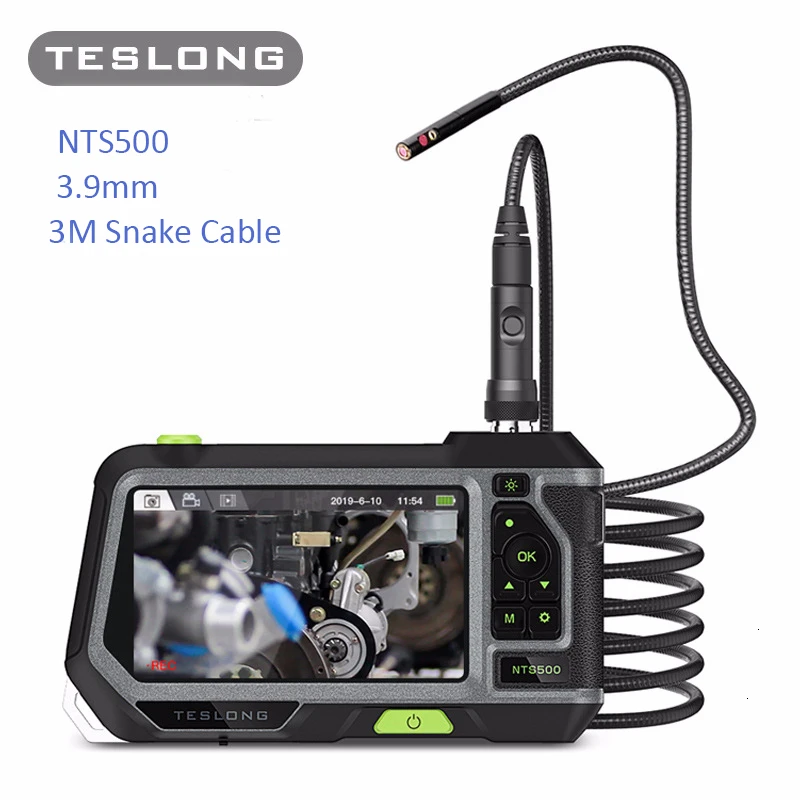 39mm3M NTS500 1080p HD 5,0 ''ЖК-дисплей промышленный эндоскоп 3,9/5,5/7,6 мм бороскоп 1M 2M 3M 5 м Змея гибкая камера для инспекции труб 6 светодиодов - Цвет: 39mm3M