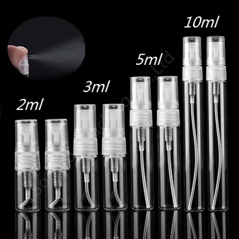 

100pcs 2ML 3ML 5ML 10ML Portable Empty Perfume Atomizer Mini Sample Test Tube Bottle Glass Spray Bottle Clear Glass Vials