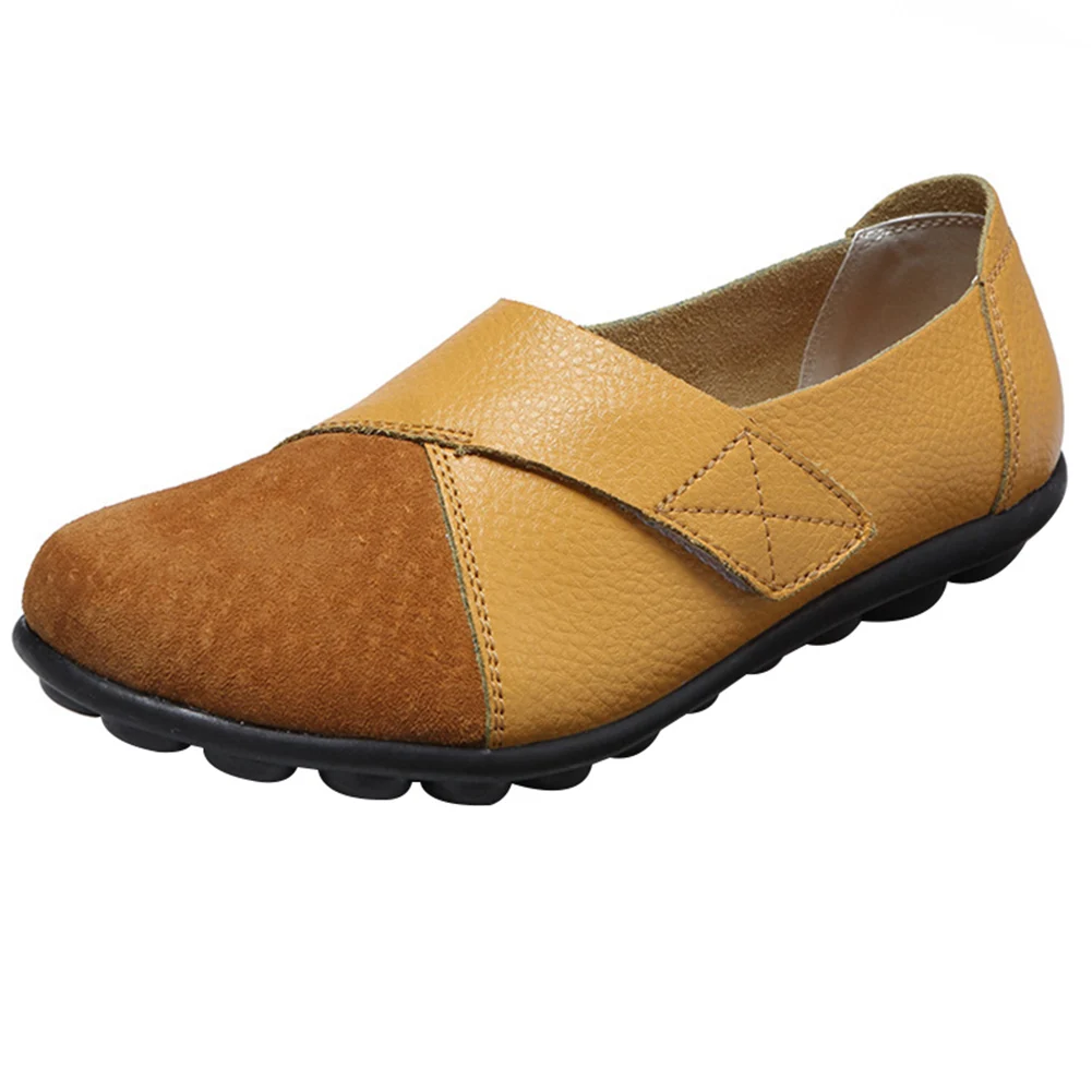 Ортопедические лоферы из искусственной кожи; повседневная обувь на плоской подошве с мягкой подошвой для женщин; Студенческая обувь; M88 - Цвет: Цвет: желтый