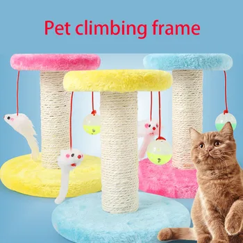 

Funny Plush Cat Scratcher Tree Pet Cat Play Toy Climbing Frame Hanging Mouse Scratching Post Cat Furniture Pet Product