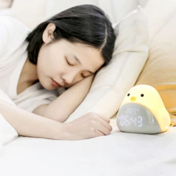 

Time temperature bird clock sensor LED night light ABS silicone gifts for kids touch sensor voice control home decoration lamp
