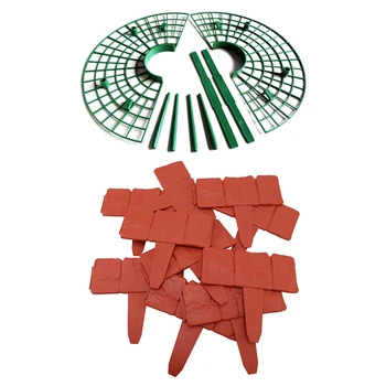 

10Pc Orange Red Garden Fence Edging Cobbled Stone Effect PP Lawn Edging Plant with 8Pcs Strawberry Planting Rack