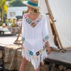 White Crochet Bikini Cover Up With Fringe Trim Women Sexy Hollow Tunic Beach Dress 2022 Summer Bathing Suit Beachwear ► Photo 2/6