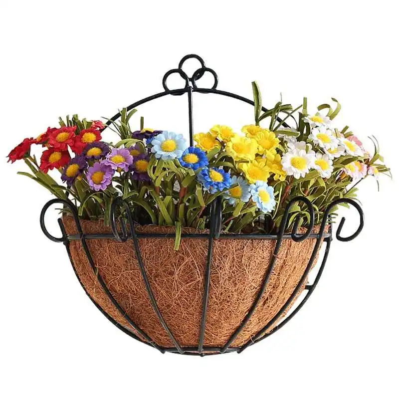 

Wall Iron Wall Hanging Flower Pot Creative Straw Weaving Living Room Wall Decoration Simulation Plant Shelf