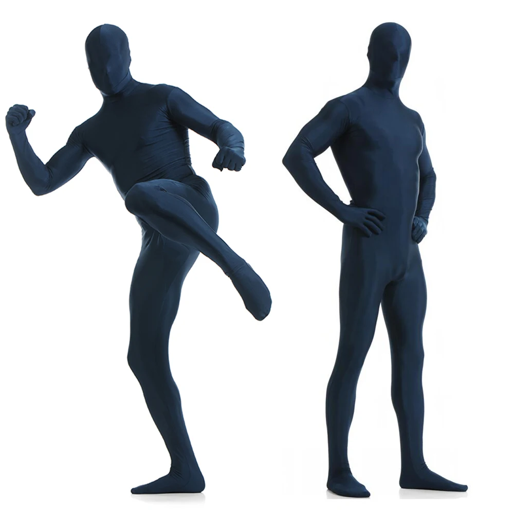 Free shipping Zentai Full Body Skin Suit Catsuit Halloween Costumes customized for open eyes mouth can add crotch zipper | Тематическая