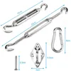 4 pcs Sun Shade Sail Canopy Fixing Accessories Stainless Steel Hardware Kit Turnbuckle Pad Eye Carabiner Clip Hook Screws Silver ► Photo 2/6