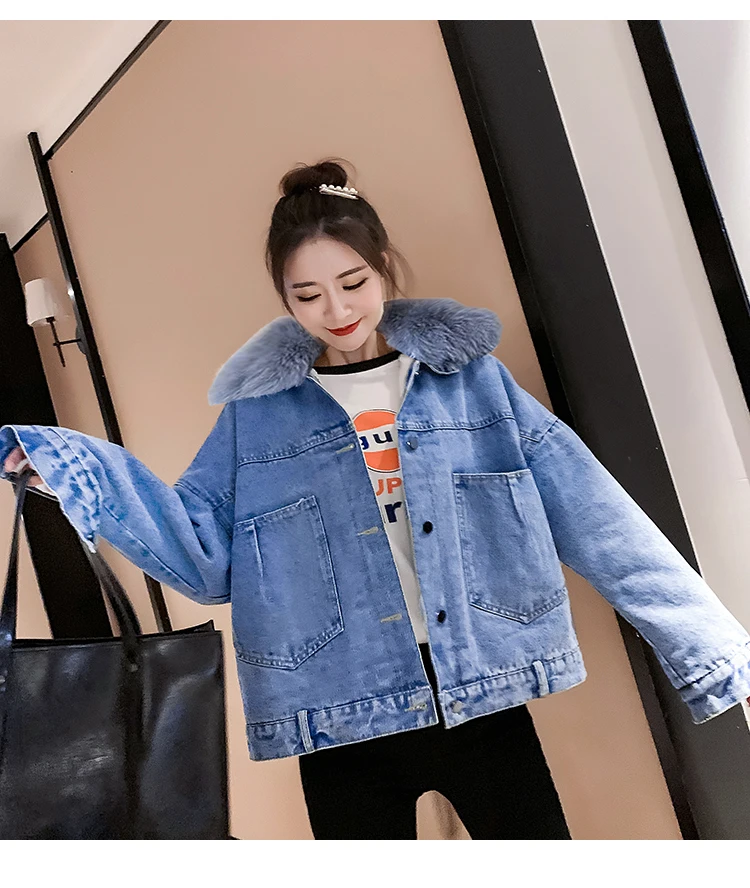 SexeMara fashion The New Loose Tie rope Autumn And Winter Thicken Denim jacket Free shipping