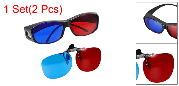Uxcell красно-синие 3D очки и 3D клип-на очки Тип А/б Тип для фильмов 3D печать журналов комиксов ТВ Anaglyph фотографии - Цвет: B Type Clip-on  1set