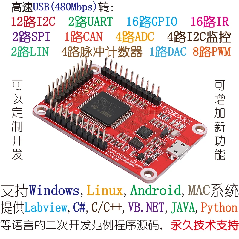 

I2C/IIC Bus Monitoring Analyzer, Support USB to SPI/I2C/CAN Three-in-one PWM, ADC, GPIO