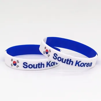 

1000pcs Korea Flag Silicone Engrave Wristband Print Country Logo Sport Rubber Bracelets Men Wrist Band Bangle Accessories