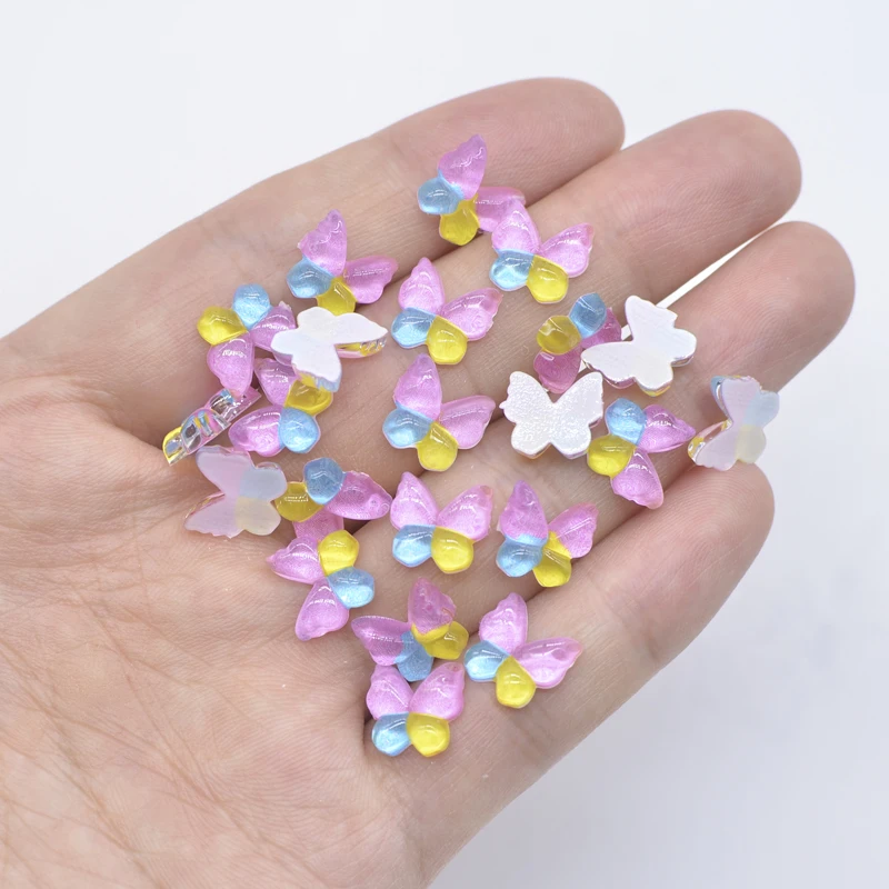 Mini Butterfly Resin Figurines 100Pcs 10*9mm