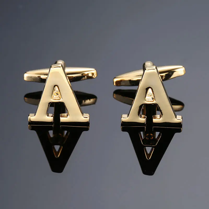 High quality electroplating a-z26 gold letter fashion men's French shirt Cufflinks