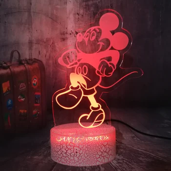 

NEW Childlike Happy Mickey Mouse 3D LED Crackle White Base Baby Adorable Night Light Sleep Table Lamp Home Decor Christmas lamp