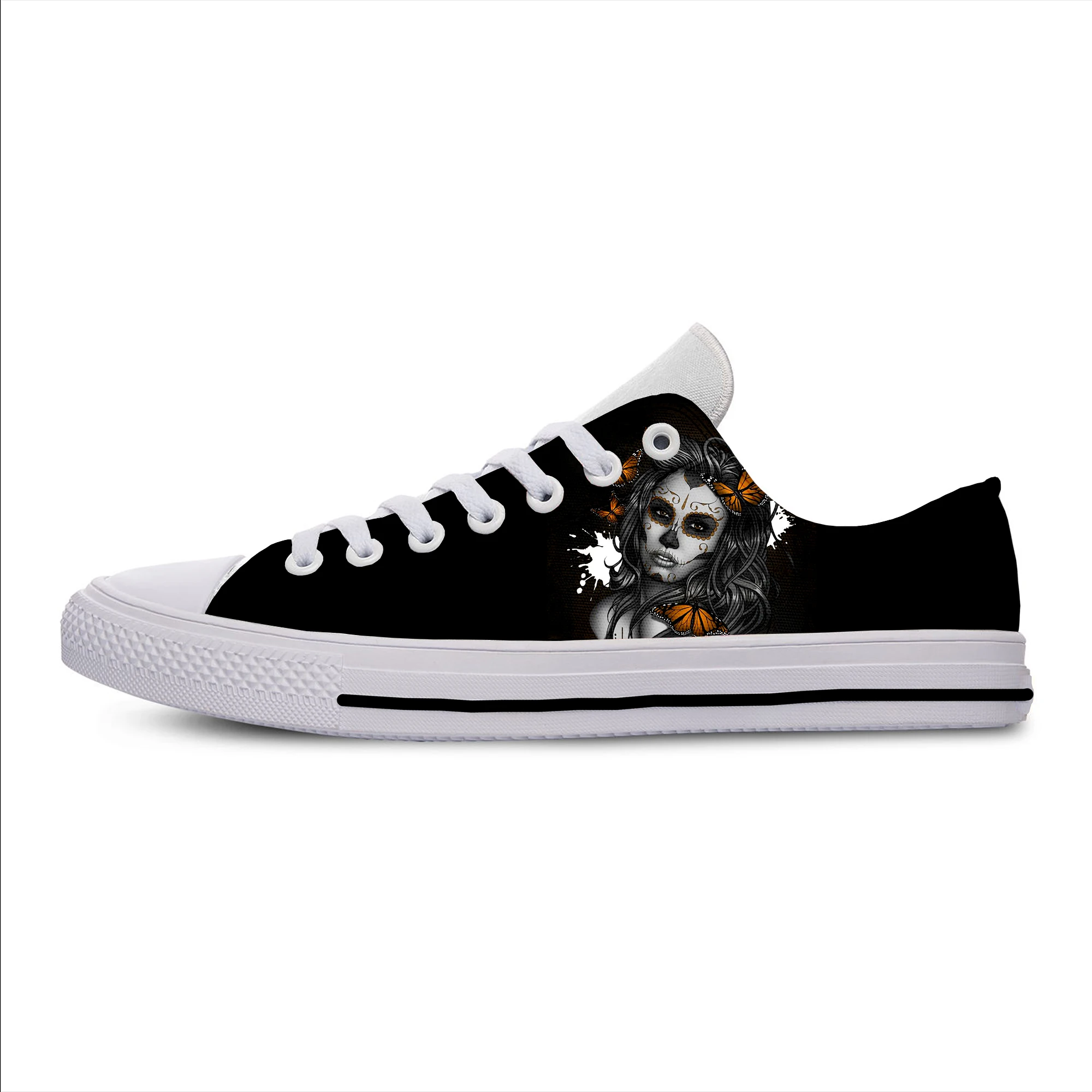 День мертвых сахарный череп Девушка с розовой татуировкой крутая модная повседневная легкая обувь для мужчин/женщин