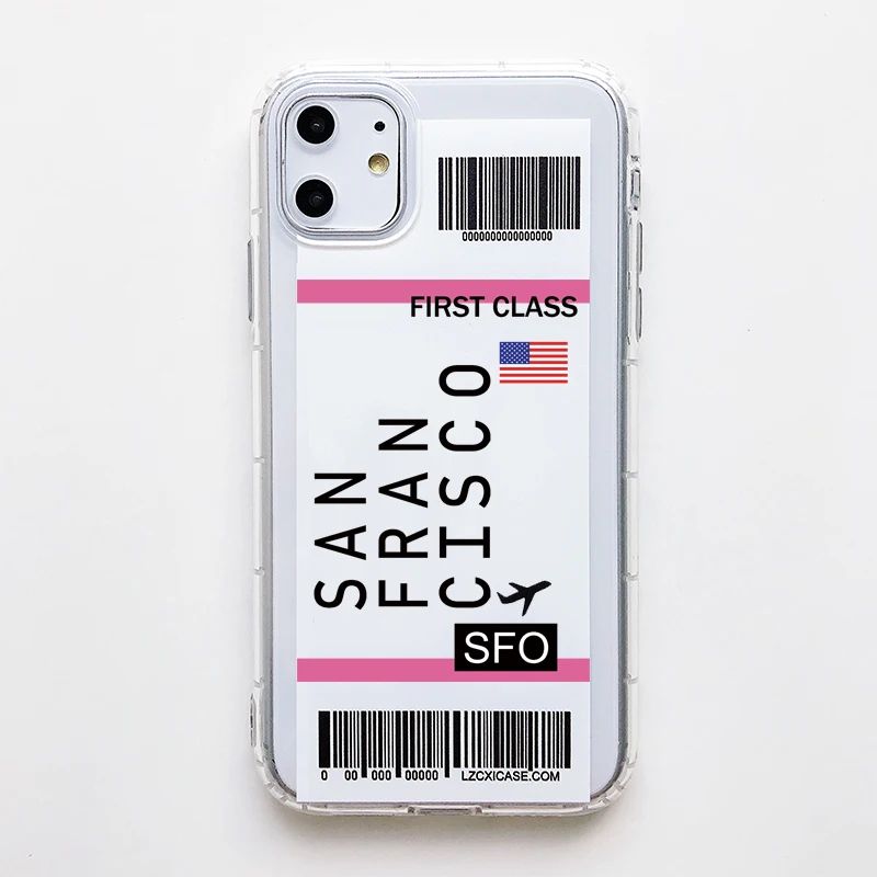 Hot New York Seoul Tokyo INS First Class Ticket Phone Case For Samsung S9 S8 Note 10 9 Plus cover Luxury 3D clear Flight Ticket - Цвет: SANFRANCISCO