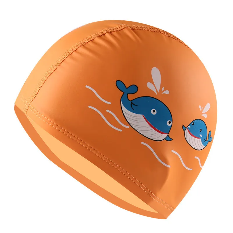Водонепроницаемые шапочки для купания Дети ПУ ткань защита ушей плавающий колпачок эластичные длинные волосы Спорт бассейн шляпа свободный размер для детей