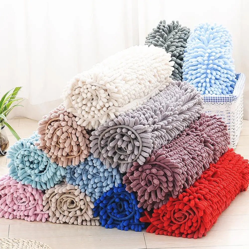 Нескользящий коврик для ванной комнаты, коврик для двери из мягкой синели, твердый ворсистый коврик для кухни, прихожей, гостиной, спальни