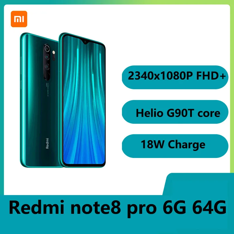 

Redmi Note 8 Pro Mobile Phone 64GB 6GB MTK Helio G90T CPU 6.53'' 2340x1080P FHD+ Screen 64MP