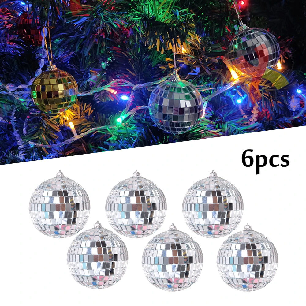 6pcs Christmas Ornaments Balls Xmas Tree Hanging Silver Ball Mirror