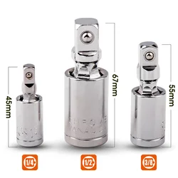1/4in, 3/8in, 1/2in conjunto universal do soquete da junção, conjunto de adaptador do soquete do giro do aço do vanádio do cromo, conjunto universal da junção da movimentação de 3 pces