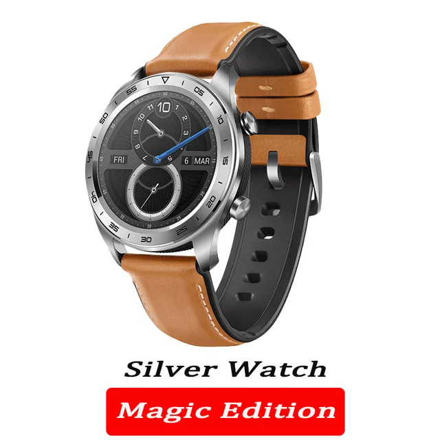 Huawei Honor Watch Magic, водонепроницаемые, gps, NFC, для работы, 7 дней, напоминания о сообщениях, пульсометр, трекер сна, экран 1,2 дюйма - Цвет: Silver