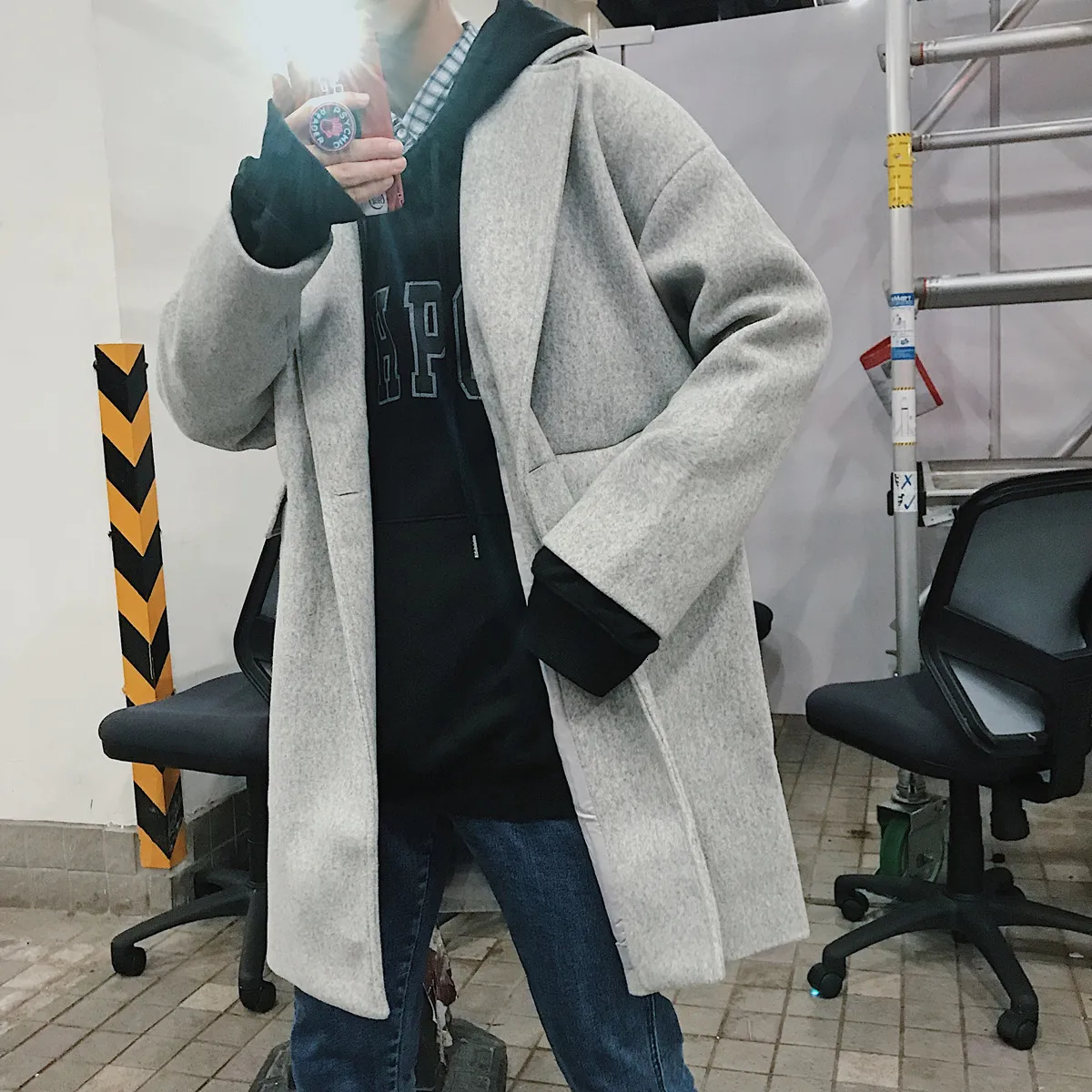 Chinese Style Spring And Summer Models Of High Quality Casual Loose Comfortable Solid Color Hooded Super Fire New Long Coat - Цвет: gray