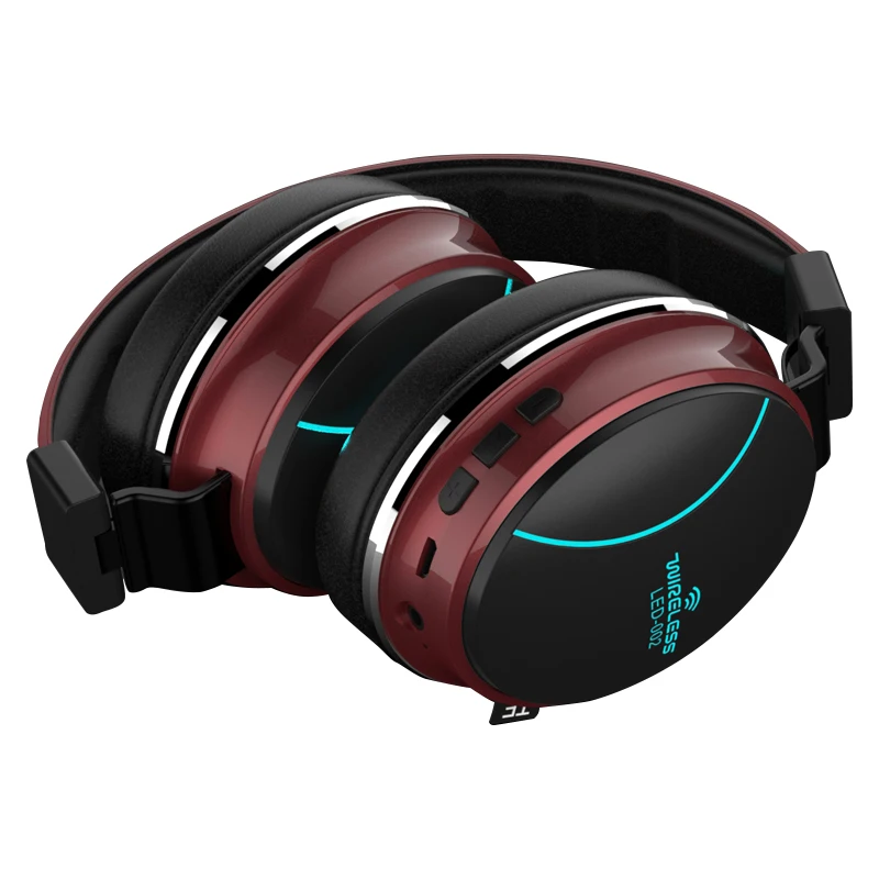 Светодиодный-002 беспроводная Bluetooth гарнитура складные наушники 3D стерео игровая гарнитура - Цвет: Красный
