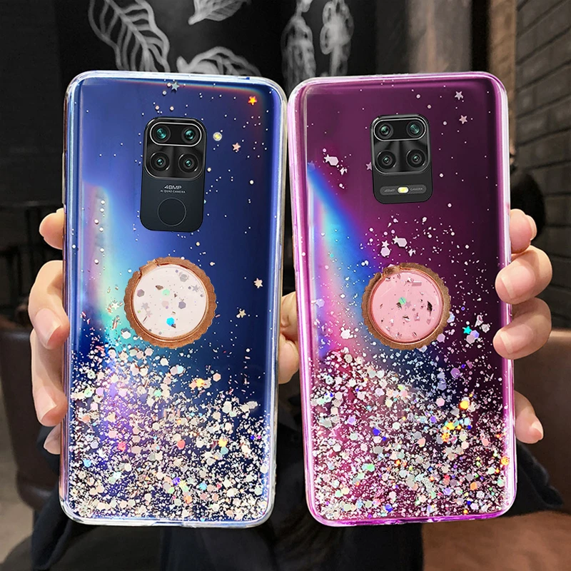 Чехол на палец с блестками и звездами для Redmi 9 9A 9C 8 8A 7 7A 6 6A Note 9S 8T Pro чехол Xiaomi Mi A3 10
