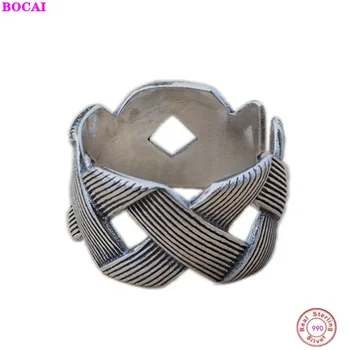 

Retro fashion s999 Sterling Silver female Ring creative Thai silver craft woven open ring 2020 new fashion women's jewelry