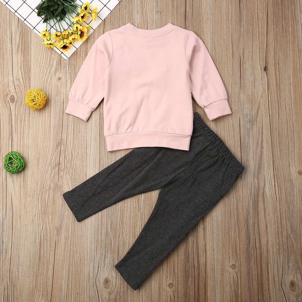 Осенний свитер для маленьких девочек, длинные штаны, леггинсы, одежда для малышей, детская одежда, 2 предмета