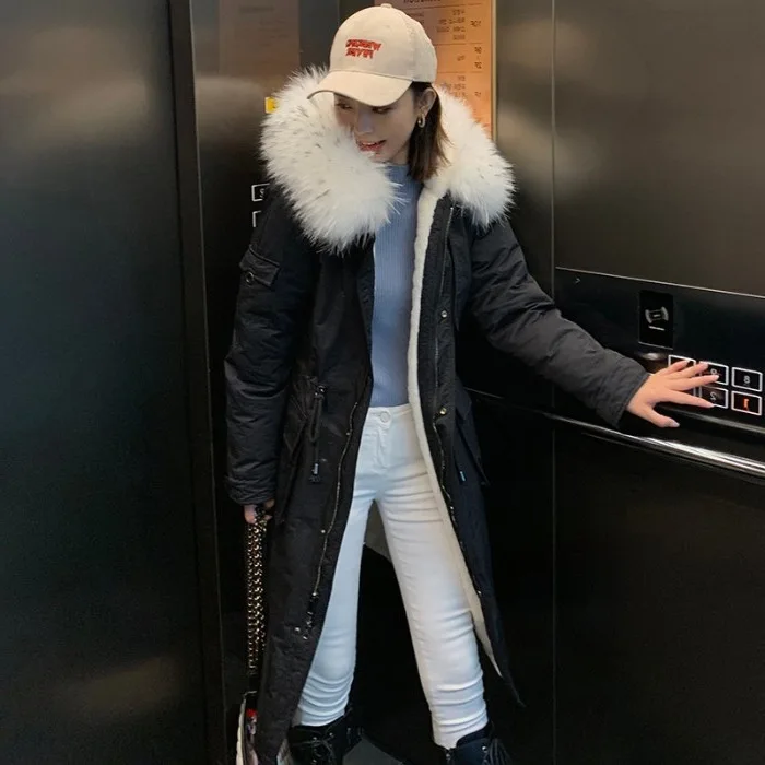 

Photo Shoot 2019 New Style down Jacket Women's Korean-style Parka Inner Wearing Brushed And Thick Large Fur Collar Cotton Coat