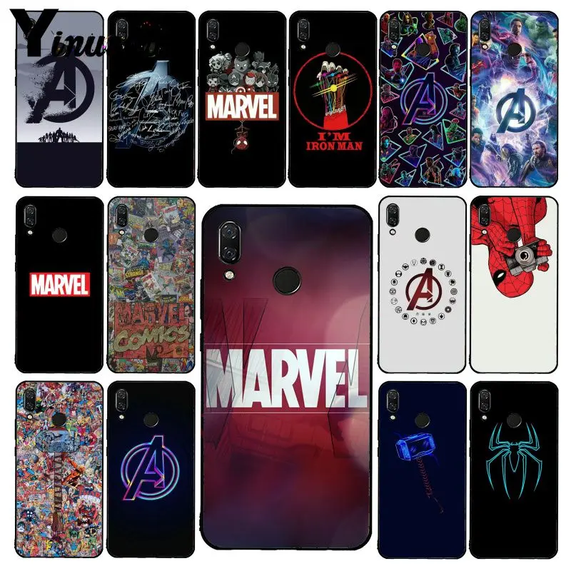 Yinuoda Marvel Мстители логотип Железный человек паук чехол для телефона для Xiaomi Redmi Note 7 5 4 Redmi 5plus 6A Note4 4X A2 A2lite