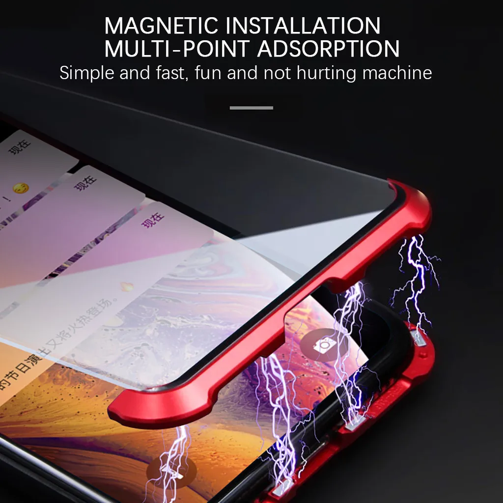 Luxury Hard Matte Cover For iPhone7P/8Plus Magnetic Adsorption & Clear Tempered Glass Back scratch-resistant Phone Case