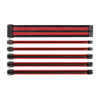 

HOT-Power Supply Extension Cable Kit- Mixed Color Sleeved ATX 24Pin, EPS 4+4Pin, PCI-E 6+2Pin, PCI-E 6Pin Power Extension Cord