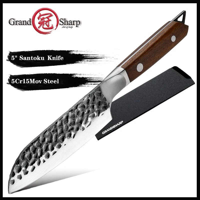 Кованый кухонный нож Grandsharp 5 дюймов лезвие молотка из высокоуглеродистой стали