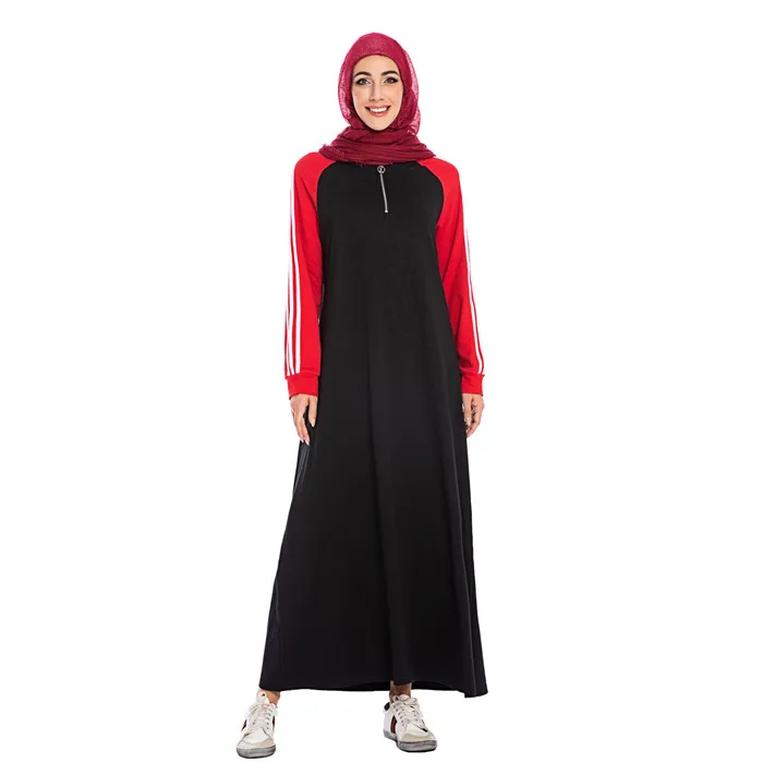 Winter Dresses Pullover Jumper Dress Long Plus Size Fashion Casual Stripes Color Block Elegant Muslim Women Wears