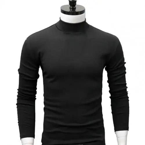 mens knitted jumper Men Shirt Sweater Solid Color Half High Collar Casual Slim Long Sleeve Keep Warm Tight Shirt Male for Men Clothes Inner Wear 2Xl v neck sweater men Sweaters