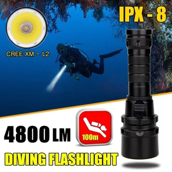

4800Lm CREE XM - L2/T6 100m Underwater Ultra Bright Diving LED Flashlight IPX-8 Waterproof Dive Light