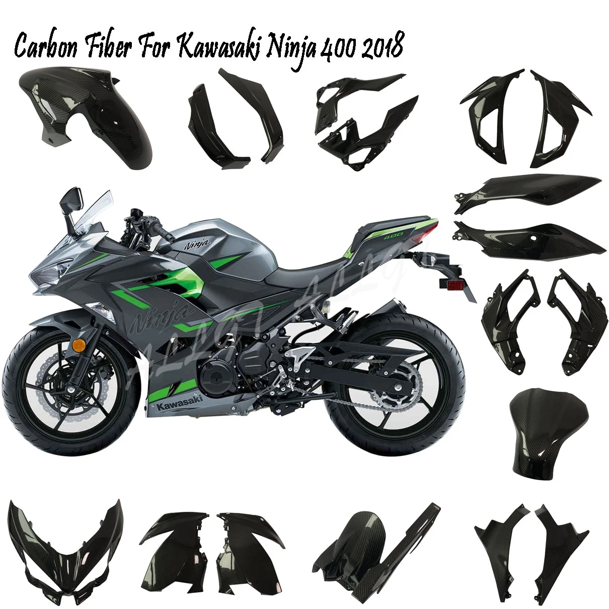 3K саржевое углеродное волокно для Kawasaki Ninja 400 2018 весь обтекатель кузова|Накладки и