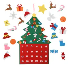 DIY войлочные Рождественские Елочные календари 24 обратный отсчет в днях календари ручной работы Настенный декор подарок для детей