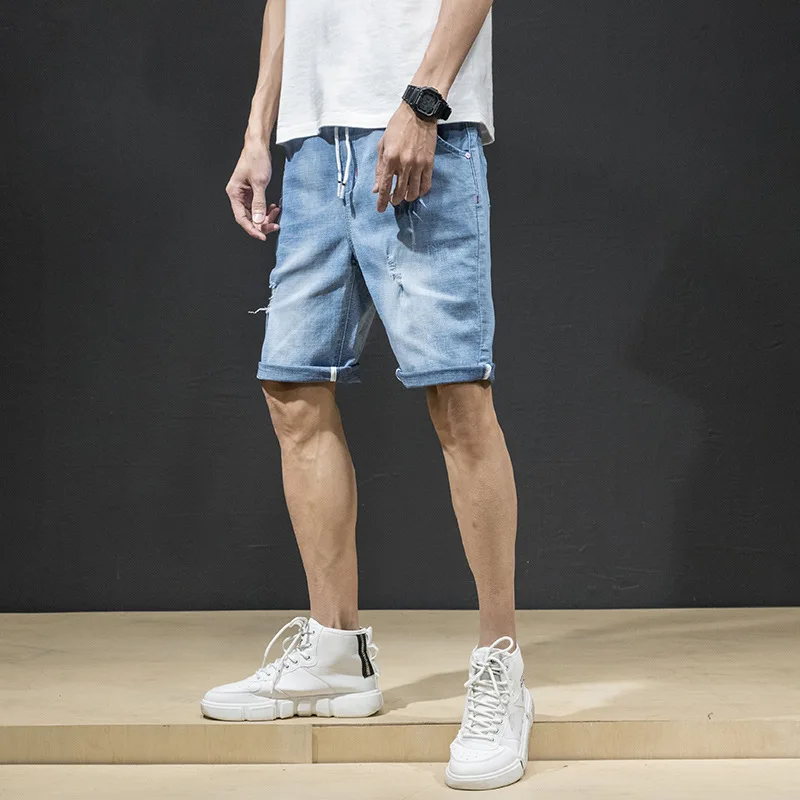 Men Brand Short ripped Jeans harem mens Cotton denim skate board Breathable jogger ankleKnee Length denim shorts Men Brand Short ripped Jeans harem mens Cotton denim skate board Breathable jogger ankleKnee Length denim shorts
