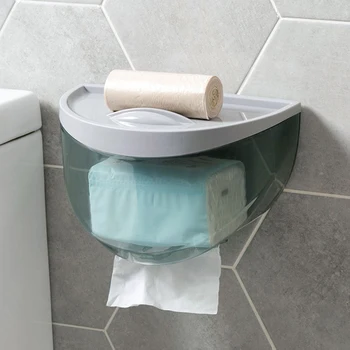 

Wall Mounted Toilet Tissue Paper Roll Container Dispenser Punch-free Plastic Paper Holder Bathroom Waterproof Tissue Storage Box