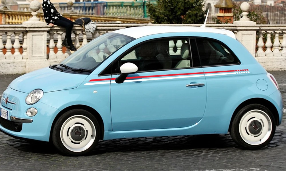 2 шт. автомобильные длинные боковые полосы наклейки для Fiat 500 автомобильные декоративные наклейки Виниловая пленка Авто DIY Стайлинг Тюнинг автомобиля аксессуары