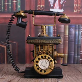 

Creative Gift Retro Telephone Model Antique Imitation Nostalgia Metal Iron Ornament Craft Home Decor